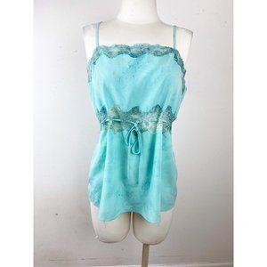 Enchanting Green Blue Tie dye Lace Cami Tank top Size medium
